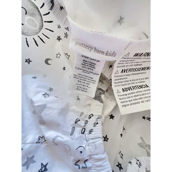 POTTERY BARN KIDS Crib Cot Fitted Sheet Lot/2 100% Organic Cotton Stars Sun Gray - Picture 9 of 16